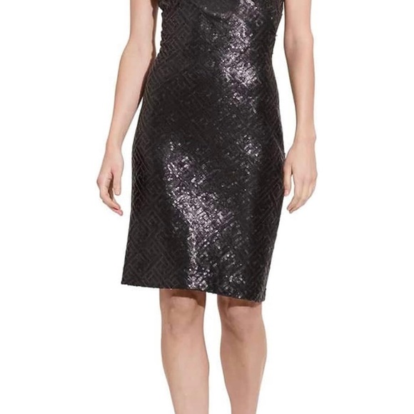 Lauren Ralph Lauren Women's Sequin Black Sheath Dress LBD NWT Size 2 - Picture 4 of 6
